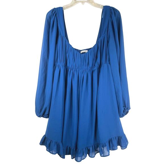 Abercrombie & Fitch long sleeve Babydoll mini dress in blue, size L, EUC - Picture 1 of 12